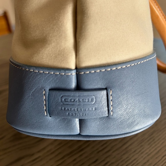 Vintage Coach Canvas & Blue Leather Bag - Picture 6 of 13